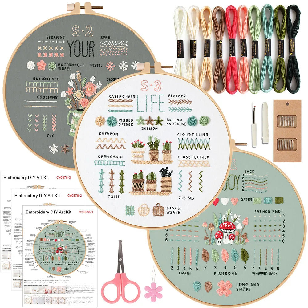 Beginners Embroidery Kits (3 Sets)