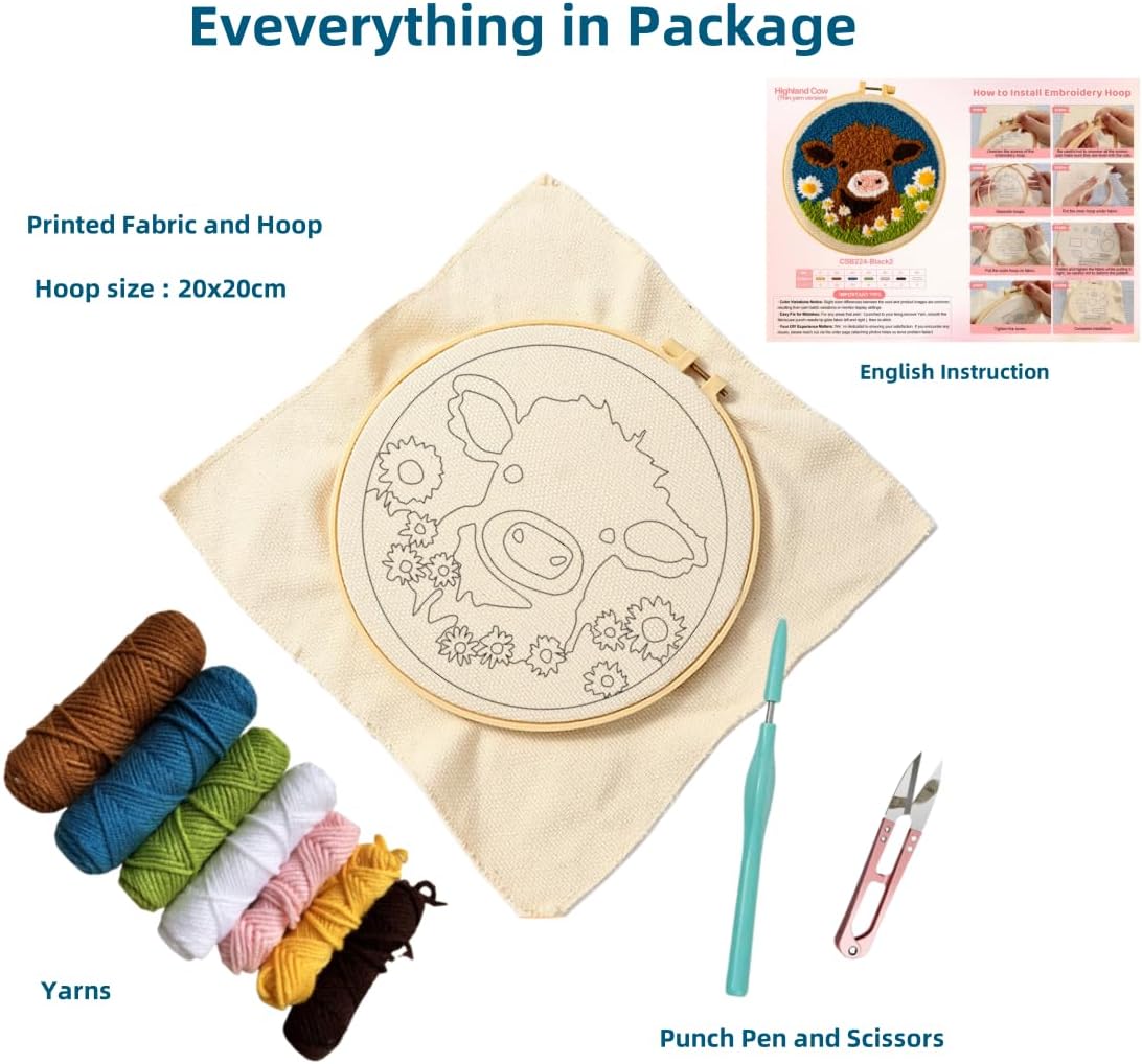 Punch Embroidery Kit - Moo & Daisies