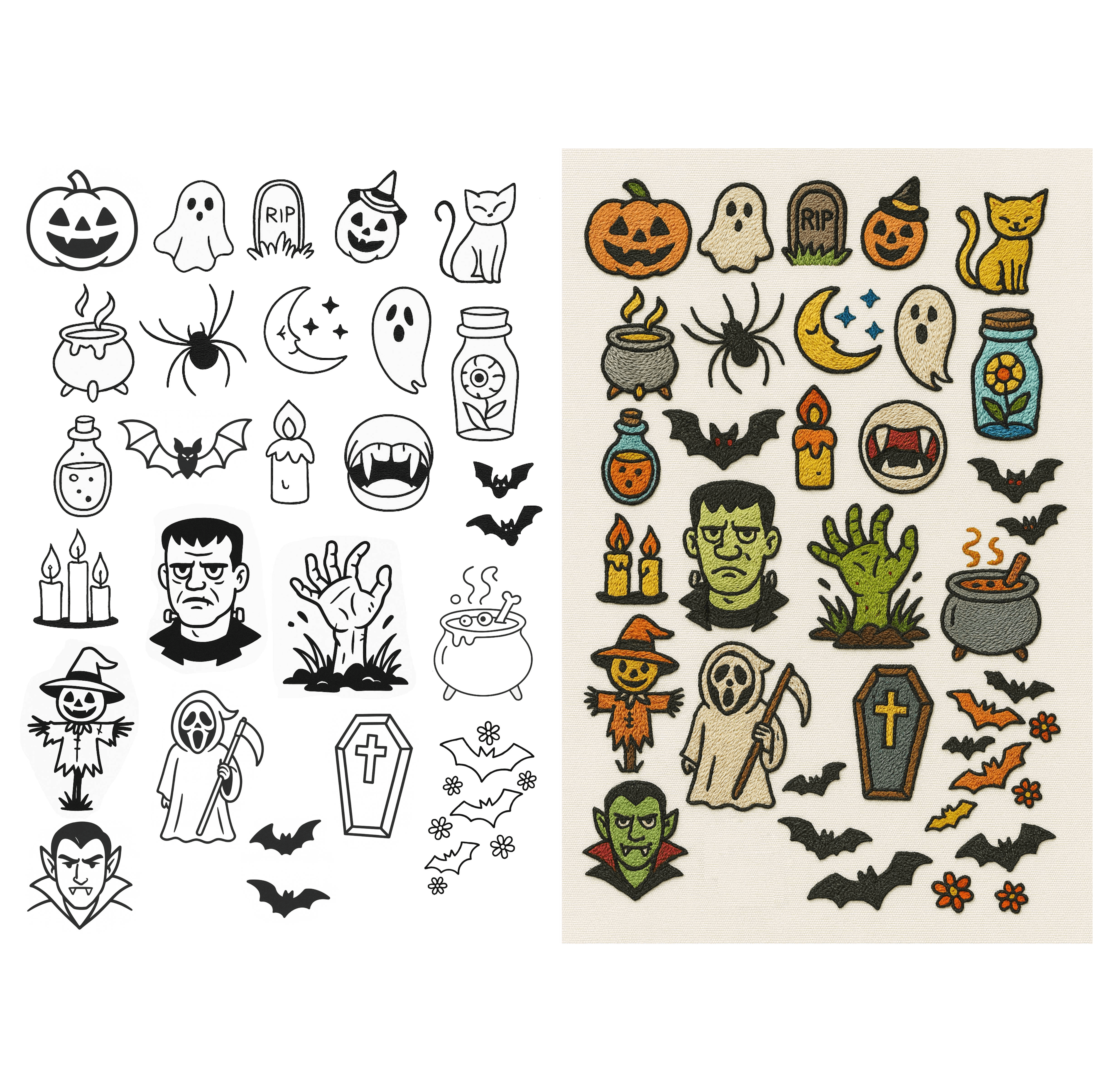 Water Soluble Embroidery Patterns - Halloween